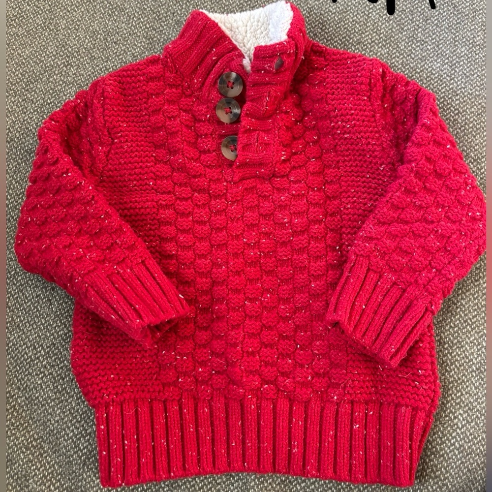 Women's Red Button-Up Sweater
